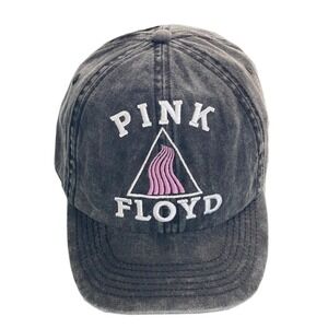 Pink Floyd Black Stone Wash Denim Snap Back Baseball Hat One Size Rock New